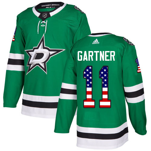 Adidas Stars #11 Mike Gartner Green Home Authentic USA Flag Stitched NHL Jersey - Click Image to Close